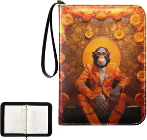 4 Pockets Trading Card Album Holder Book Folder Sports Card Binder Chimpanzee Gorilla 1 400 Double Side Pockets for 3 Ring Binder Zipper