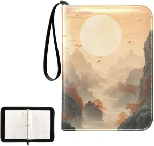 4 Pockets Trading Card Album Holder Book Folder Sports Card Binder Chinses Painting 400 Double Side Pockets for 3 Ring Binder Zipper