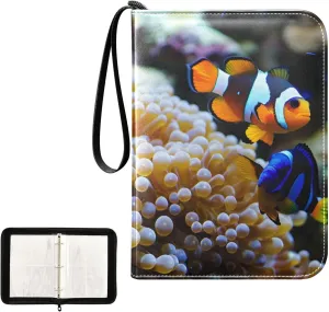 4 Pockets Trading Card Album Holder Book Folder Sports Card Binder Clownfish 400 Double Side Pockets for 3 Ring Binder Zipper