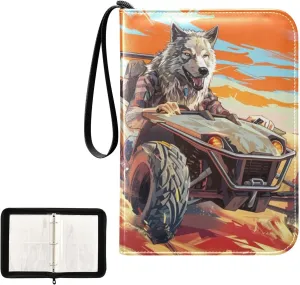 4 Pockets Trading Card Album Holder Book Folder Sports Card Binder Cool Wolf 400 Double Side Pockets for 3 Ring Binder Zipper