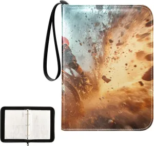4 Pockets Trading Card Album Holder Book Folder Sports Card Binder Cycling 400 Double Side Pockets for 3 Ring Binder Zipper