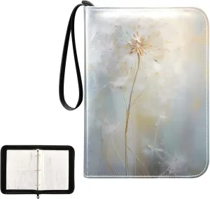 4 Pockets Trading Card Album Holder Book Folder Sports Card Binder Dandelion Taraxacum 400 Double Side Pockets for 3 Ring Binder Zipper