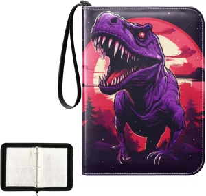 4 Pockets Trading Card Album Holder Book Folder Sports Card Binder Dinosaur Tyrannosaurus 2 400 Double Side Pockets for 3 Ring Binder Zipper