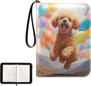 4 Pockets Trading Card Album Holder Book Folder Sports Card Binder Dog Balloon 400 Double Side Pockets for 3 Ring Binder Zipper