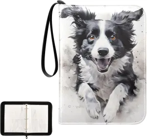 4 Pockets Trading Card Album Holder Book Folder Sports Card Binder Dog Watercolor 4 400 Double Side Pockets for 3 Ring Binder Zipper