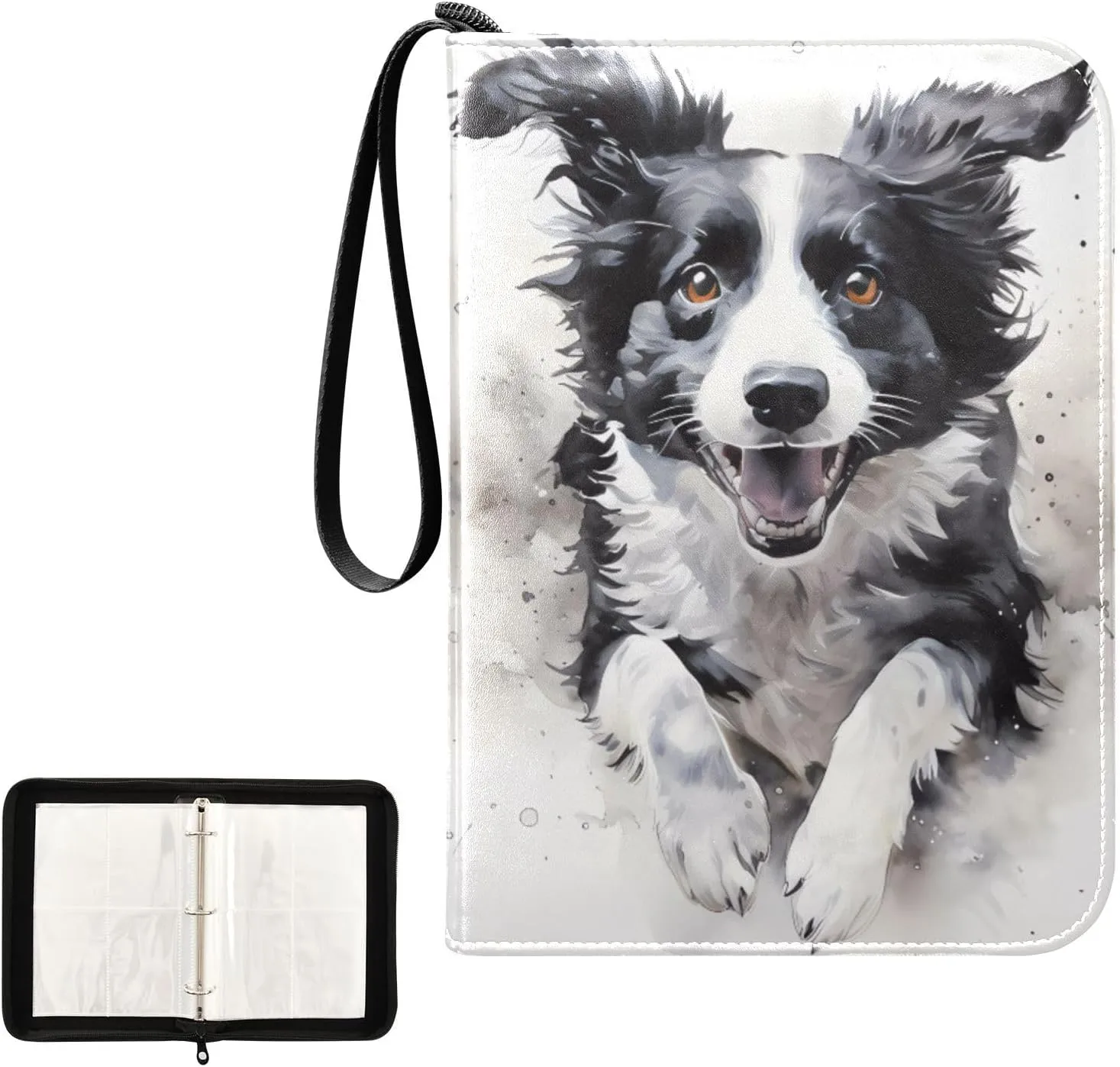 4 Pockets Trading Card Album Holder Book Folder Sports Card Binder Dog Watercolor 4 400 Double Side Pockets for 3 Ring Binder Zipper