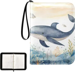 4 Pockets Trading Card Album Holder Book Folder Sports Card Binder Dolphin Cartoon 400 Double Side Pockets for 3 Ring Binder Zipper
