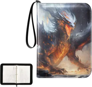 4 Pockets Trading Card Album Holder Book Folder Sports Card Binder Dragon Domineering 400 Double Side Pockets for 3 Ring Binder Zipper