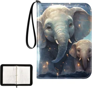 4 Pockets Trading Card Album Holder Book Folder Sports Card Binder Elephant 2 400 Double Side Pockets for 3 Ring Binder Zipper