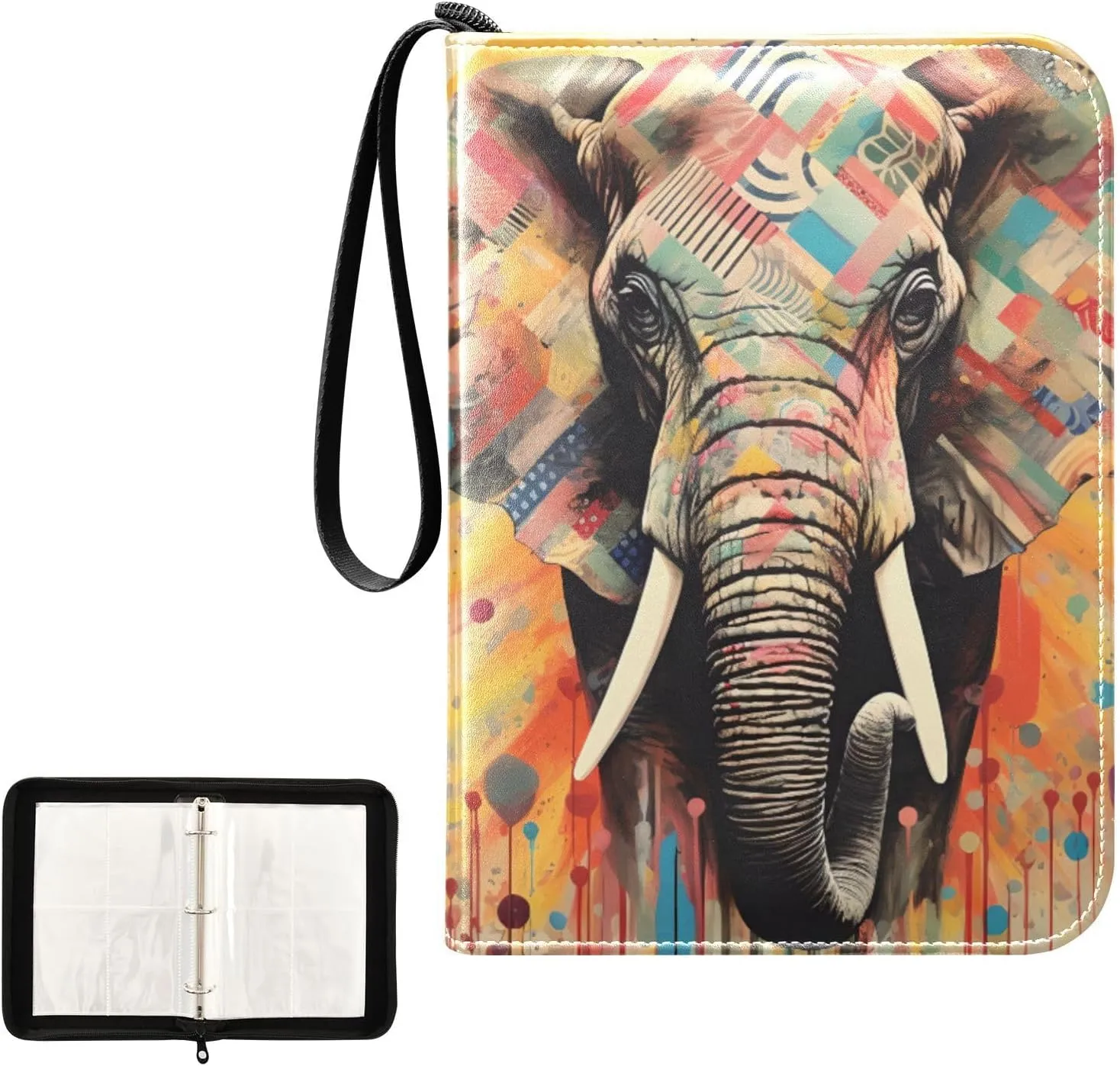 4 Pockets Trading Card Album Holder Book Folder Sports Card Binder Elephant Multicolor 2 400 Double Side Pockets for 3 Ring Binder Zipper
