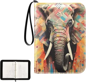 4 Pockets Trading Card Album Holder Book Folder Sports Card Binder Elephant Multicolor 2 400 Double Side Pockets for 3 Ring Binder Zipper