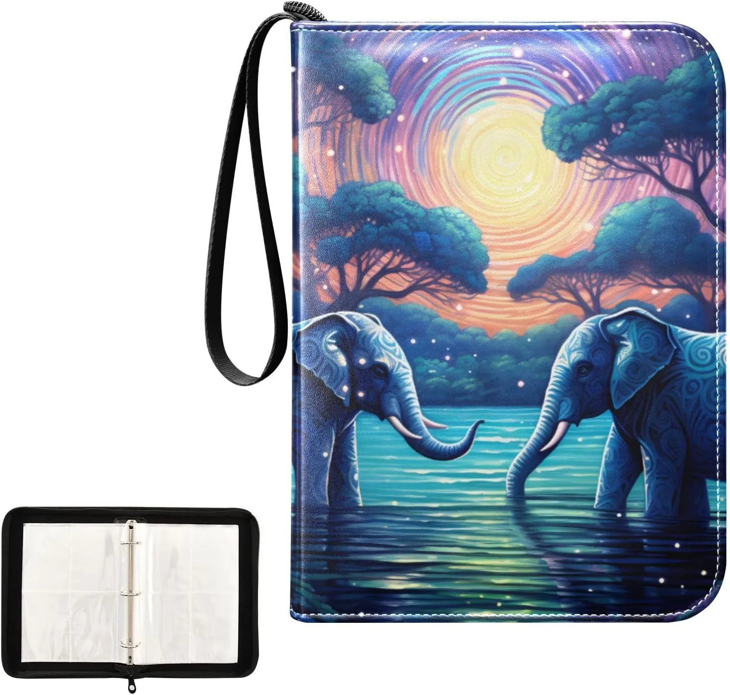 4 Pockets Trading Card Album Holder Book Folder Sports Card Binder Elephant Myth 400 Double Side Pockets for 3 Ring Binder Zipper