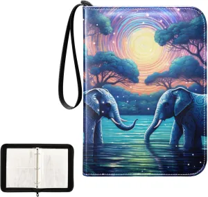 4 Pockets Trading Card Album Holder Book Folder Sports Card Binder Elephant Myth 400 Double Side Pockets for 3 Ring Binder Zipper