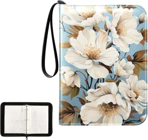 4 Pockets Trading Card Album Holder Book Folder Sports Card Binder Flower Floral 5 400 Double Side Pockets for 3 Ring Binder Zipper