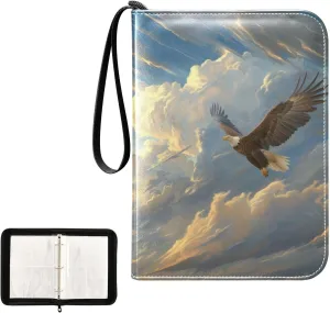4 Pockets Trading Card Album Holder Book Folder Sports Card Binder Flying Falcon 400 Double Side Pockets for 3 Ring Binder Zipper