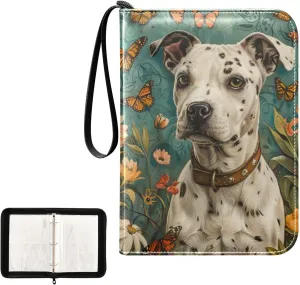 4 Pockets Trading Card Album Holder Book Folder Sports Card Binder Garden Dog Butterfly 400 Double Side Pockets for 3 Ring Binder Zipper