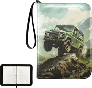 4 Pockets Trading Card Album Holder Book Folder Sports Card Binder Green Car 400 Double Side Pockets for 3 Ring Binder Zipper