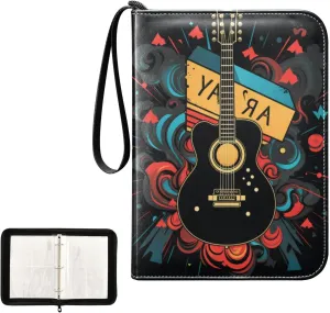 4 Pockets Trading Card Album Holder Book Folder Sports Card Binder Guitar 1 400 Double Side Pockets for 3 Ring Binder Zipper