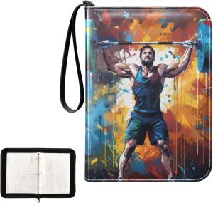 4 Pockets Trading Card Album Holder Book Folder Sports Card Binder Koala Skiing Weightlifting 2 400 Double Side Pockets for 3 Ring Binder Zipper