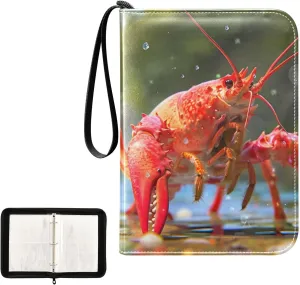 4 Pockets Trading Card Album Holder Book Folder Sports Card Binder Lobster 400 Double Side Pockets for 3 Ring Binder Zipper