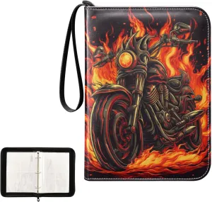 4 Pockets Trading Card Album Holder Book Folder Sports Card Binder Motorbike 1 400 Double Side Pockets for 3 Ring Binder Zipper