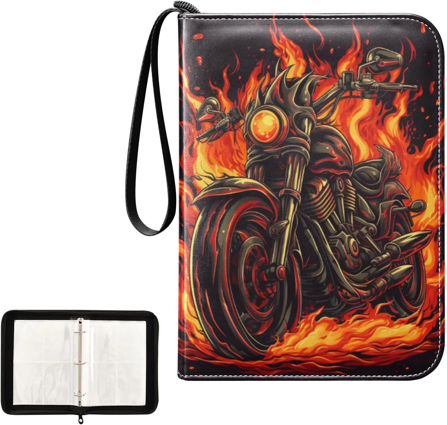 4 Pockets Trading Card Album Holder Book Folder Sports Card Binder Motorbike 1 400 Double Side Pockets for 3 Ring Binder Zipper