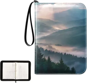 4 Pockets Trading Card Album Holder Book Folder Sports Card Binder Mountain Fog 400 Double Side Pockets for 3 Ring Binder Zipper