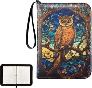 4 Pockets Trading Card Album Holder Book Folder Sports Card Binder Owl 2 400 Double Side Pockets for 3 Ring Binder Zipper