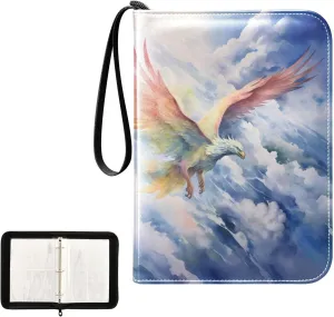 4 Pockets Trading Card Album Holder Book Folder Sports Card Binder Owl Sky 400 Double Side Pockets for 3 Ring Binder Zipper