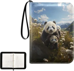 4 Pockets Trading Card Album Holder Book Folder Sports Card Binder Panda 2 400 Double Side Pockets for 3 Ring Binder Zipper