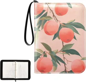 4 Pockets Trading Card Album Holder Book Folder Sports Card Binder Peach Pink 400 Double Side Pockets for 3 Ring Binder Zipper