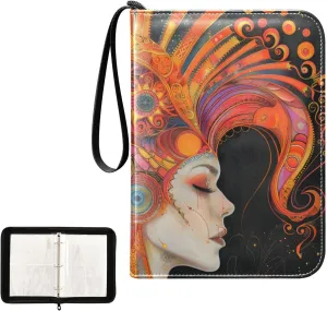 4 Pockets Trading Card Album Holder Book Folder Sports Card Binder Profile Painting 400 Double Side Pockets for 3 Ring Binder Zipper