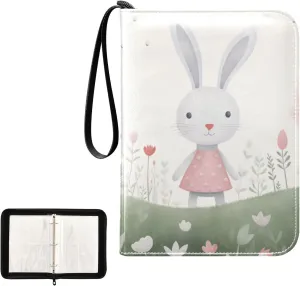 4 Pockets Trading Card Album Holder Book Folder Sports Card Binder Rabbit Cartoon 400 Double Side Pockets for 3 Ring Binder Zipper