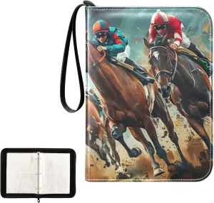 4 Pockets Trading Card Album Holder Book Folder Sports Card Binder Racecourse 400 Double Side Pockets for 3 Ring Binder Zipper