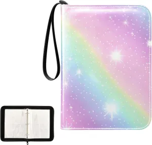 4 Pockets Trading Card Album Holder Book Folder Sports Card Binder Rainbow Color 2 400 Double Side Pockets for 3 Ring Binder Zipper