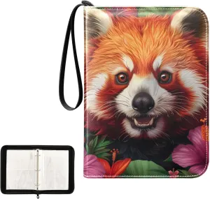 4 Pockets Trading Card Album Holder Book Folder Sports Card Binder Red Panda 400 Double Side Pockets for 3 Ring Binder Zipper