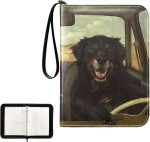 4 Pockets Trading Card Album Holder Book Folder Sports Card Binder Retriever Black Dog 400 Double Side Pockets for 3 Ring Binder Zipper