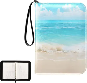 4 Pockets Trading Card Album Holder Book Folder Sports Card Binder Sandbeach 400 Double Side Pockets for 3 Ring Binder Zipper