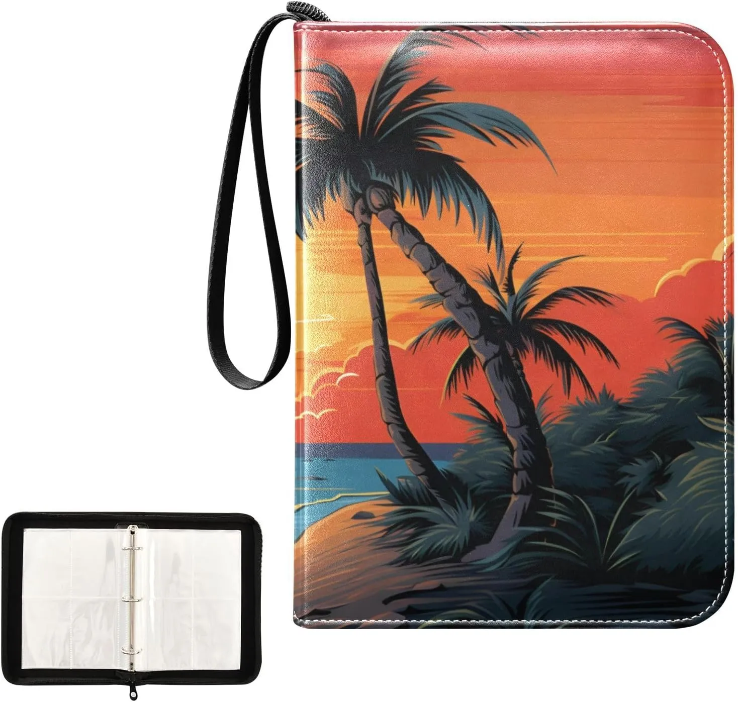 4 Pockets Trading Card Album Holder Book Folder Sports Card Binder Sea Icon 400 Double Side Pockets for 3 Ring Binder Zipper