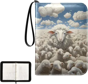 4 Pockets Trading Card Album Holder Book Folder Sports Card Binder Sheep 2 400 Double Side Pockets for 3 Ring Binder Zipper
