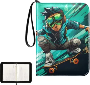 4 Pockets Trading Card Album Holder Book Folder Sports Card Binder Skateboard 2 400 Double Side Pockets for 3 Ring Binder Zipper