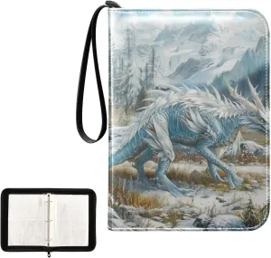 4 Pockets Trading Card Album Holder Book Folder Sports Card Binder Snowy Dragon 400 Double Side Pockets for 3 Ring Binder Zipper