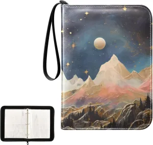 4 Pockets Trading Card Album Holder Book Folder Sports Card Binder Starry Moutain 400 Double Side Pockets for 3 Ring Binder Zipper