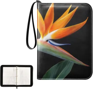 4 Pockets Trading Card Album Holder Book Folder Sports Card Binder Strelitzia Reginae Flowers 400 Double Side Pockets for 3 Ring Binder Zipper
