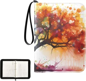 4 Pockets Trading Card Album Holder Book Folder Sports Card Binder Tree 4 400 Double Side Pockets for 3 Ring Binder Zipper