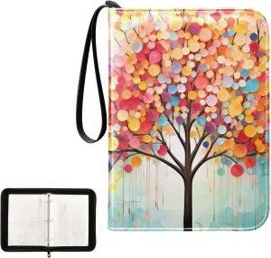 4 Pockets Trading Card Album Holder Book Folder Sports Card Binder Tree 5 400 Double Side Pockets for 3 Ring Binder Zipper