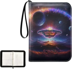 4 Pockets Trading Card Album Holder Book Folder Sports Card Binder Ufo 2 400 Double Side Pockets for 3 Ring Binder Zipper