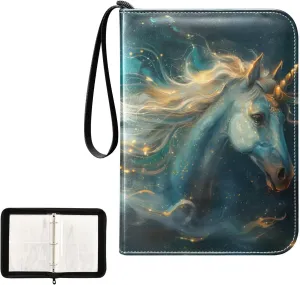 4 Pockets Trading Card Album Holder Book Folder Sports Card Binder Unicorn Sky 400 Double Side Pockets for 3 Ring Binder Zipper