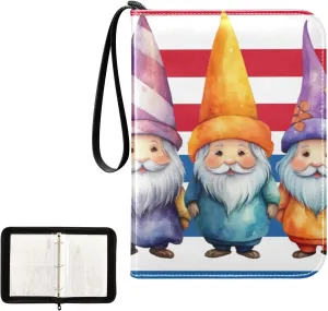4 Pockets Trading Card Album Holder Book Folder Sports Card Binder Us Gnome Dwarf 400 Double Side Pockets for 3 Ring Binder Zipper