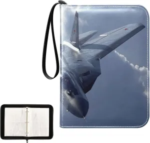 4 Pockets Trading Card Album Holder Book Folder Sports Card Binder Warcraft Warplane 400 Double Side Pockets for 3 Ring Binder Zipper
